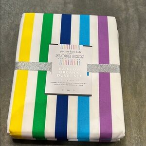The Pottery Barn Kids Flour Shop Rainbow Organic Duvet Set